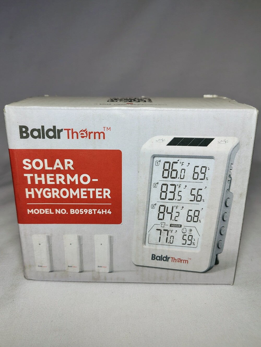 BaldrTherm Solar Thermo-Hygrometer with 3 Sensors in Black (NOT White) B0598T4H4